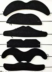 6 Felt Moustache With Rubber Band Mustache Set Fancy Dress Party Stylish - Picture 1 of 1