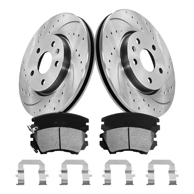 Front Drilled Rotors + Brake Pads for 2010-2015 Chevrolet Camaro V6 LS LT Foto 1 de 4