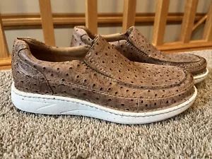 Justin Boots Looper Ostrich Slip On Mens Brown Casual Shoes JM402 Size 11.5 - Picture 1 of 8