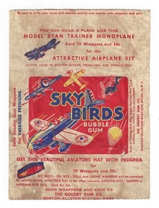 1941 Goudey Gum Wrapper - R137 Sky Birds Card Series - Boston, Massachusetts