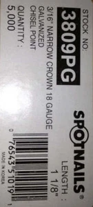 Corona estrecha calibre 18 SpotNails 3809PG 3/16 pulgadas 1-1/8" - Imagen 1 de 1