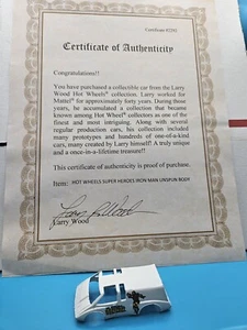 Larry Wood Collection Hot Wheels The Heroes Ironman Unspun Body W/ Certificate - Picture 1 of 5