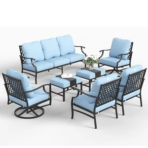 Patio Furniture Set 7 pcs Outdoor Conversation Sets Garden Backyard 9-Seats - Picture 1 of 9
