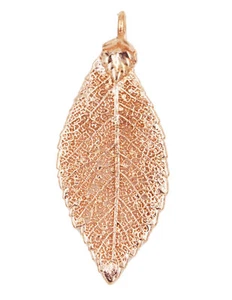 Zhannel Real Leaf PENDANT ELM Dipped in Rose Gold Genuine Leaf New - Picture 1 of 3
