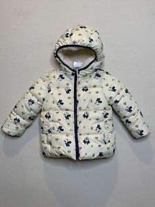 Baby Gap Disney Minnie Mouse Puffer Coat Hooded Quilted Full Zip White Sz 5T