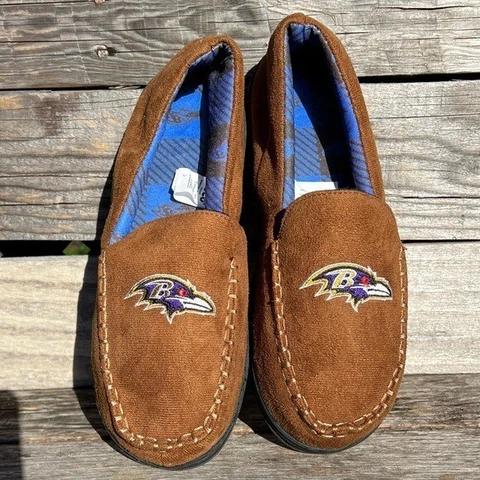 🦅NEW Brown Baltimore Ravens Slippers Men’s Size Small 7-8 by FOCO Cover