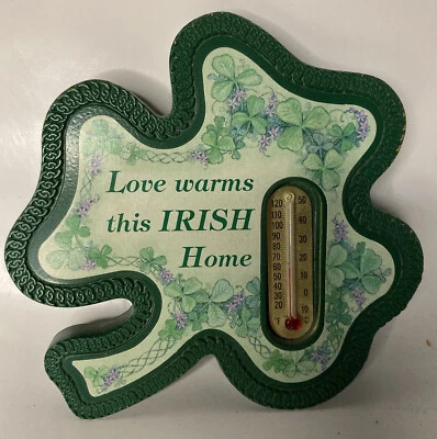 Termómetro colgante de pared “Love Warms The Irish Home” verde 5” x 6” Foto 1 de 3