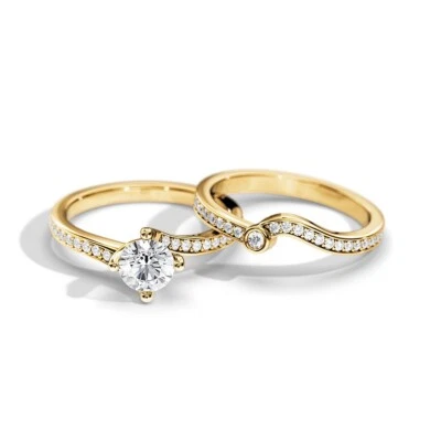 Conjunto de pulseira de diamante IGI GIA laboratório cultivado certificado redondo ouro amarelo 14k 1,50 quilates - Imagem 1 de 4