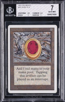 1993 MAGIC THE GATHERING MTG UNLIMITED MOX RUBY BGS 7 - Image 1 of 2