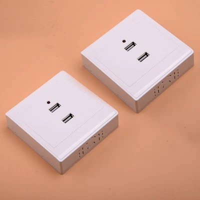 2x Dual USB Wall Socket Charger Power Adapter Plug Outlet Plate Panel White - Image 1 of 4