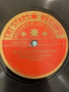 Rare "The Stars" Pre WW1 Record, Will Evans The Showman / Advertissements 78rpm - Picture 1 of 4