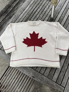 Las Americas Toronto M 100% Cotton Made Peru Handmade Canada Maple Leaf Sweater - Picture 1 of 14
