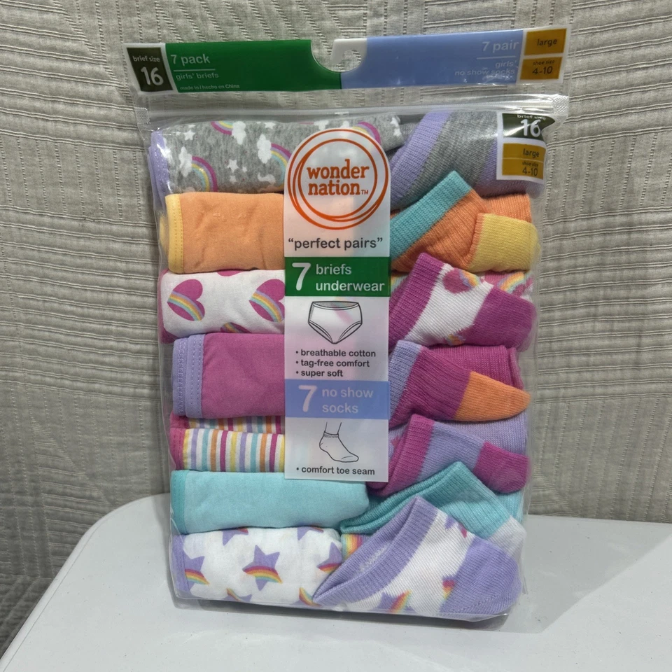 Calzoncillos y calcetines Wonder Nation para niñas nuevos talla 16 ropa interior y calcetín 4-10 Foto 1 de 4