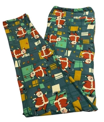 Leggings LuLaRoe TC2 Alto Curvilíneo 2 Navidad Vintage Santa ESTRELLA Retro St Nick Divertido Foto 1 de 4