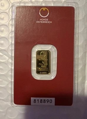 2 Grams - .9999 Gold Austrian Mint - Mǔnze Ǒsterreich -Rarest Gold In Collection - Image 1 of 4