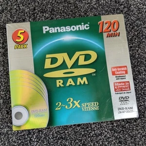 Panasonic Vintage LM-AF120LES DVD-RAM Discs 5 Pack Blank Storage ~ NEW - Afbeelding 1 van 3