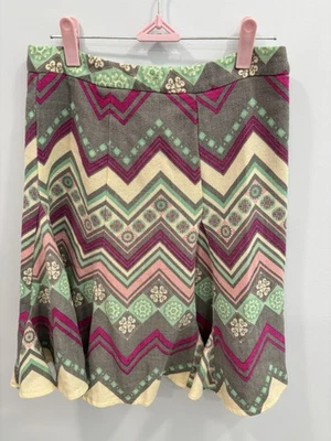 Falda de Lana Matthew Williamson Boho Chevron UK10 US6 Diseñador Estampado Geométrico Foto 1 de 4