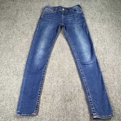 Jeans True Religion Dulce Lila Niñas 16 Azul Solapa Bolsillo Envejecido Boho Y2K Foto 1 de 4