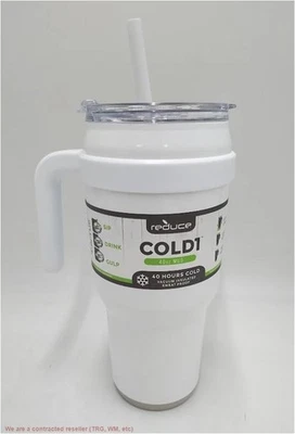 Reduce 40oz Cold1 Stainless Steel Straw Tumbler White READ DESCRIPTION - Image 1 of 4