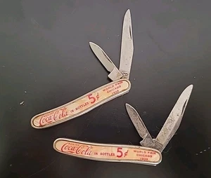 Vintage Coca-Cola World Fair Chicago Werbung Taschenmesser 5 Cent Paar USA  - Bild 1 von 12