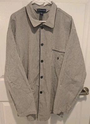 Polo Ralph Lauren Pijama Ropa de Dormir Camisa A Cuadros Azul Off White Talla L Foto 1 de 4