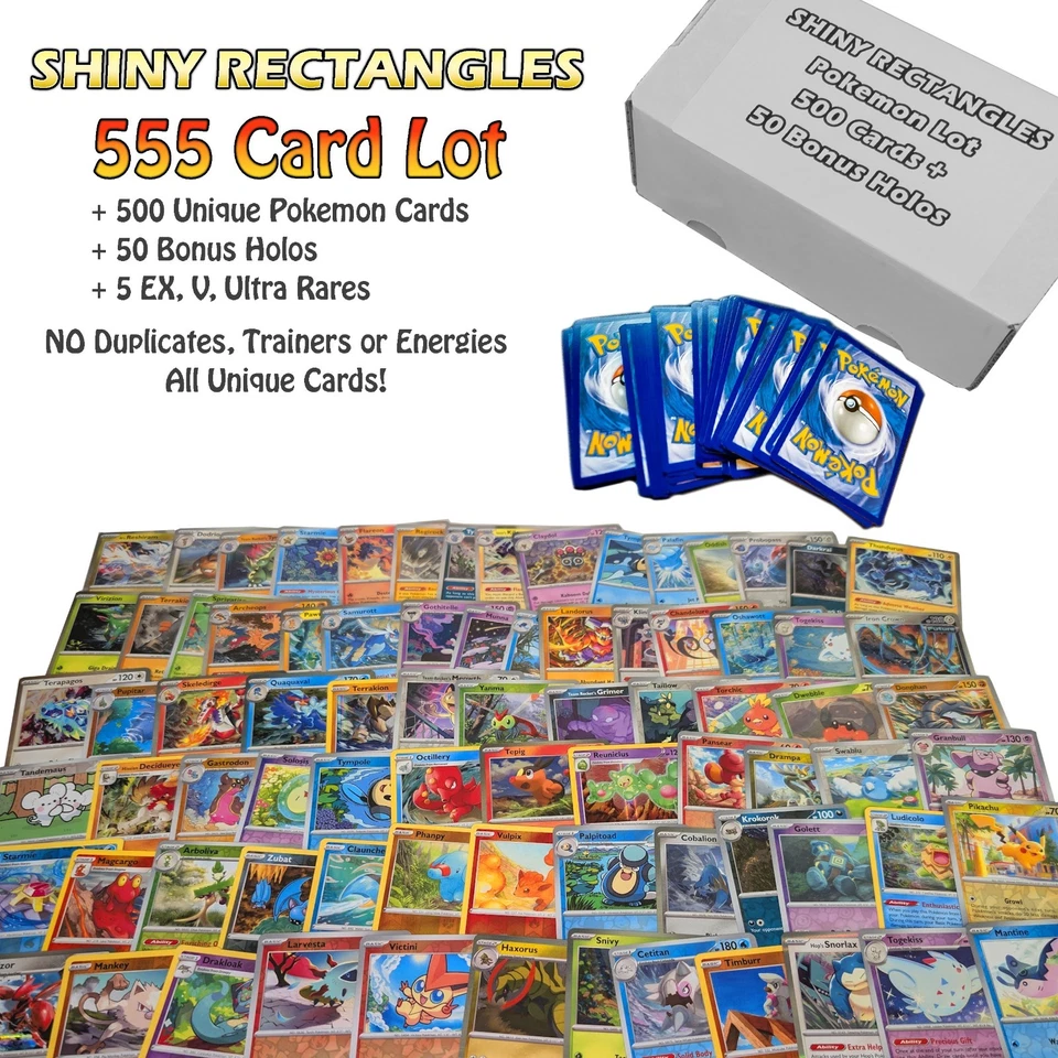 Lote de 500 cartas Pokémon + 50 hologramas, raras, láminas inversas - caja de regalo colección a granel Foto 1 de 4