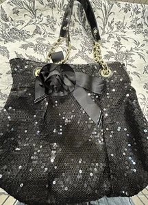 Betsey Johnson Sequence & Bow Shoulder Bag - Picture 1 of 7