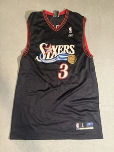 VTG Philadelphia 76ers Allen Iverson #3 Reebok NBA Basketball Sz L Jersey - Picture 1 of 4