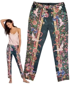 JOHNNY WAS Womens 8 ARIA SKIES PANTS Multi Floral Print Jeans New - Picture 1 of 7