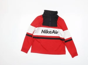 Nike Boys Red Colourblock Half Zip Sweater M - Picture 1 of 12