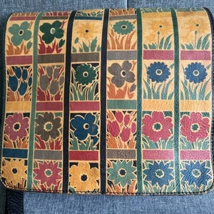 Rare Patricia Nash RIENZO Floral Square Panels Large Leather Crossbody Messenger - Picture 1 of 24