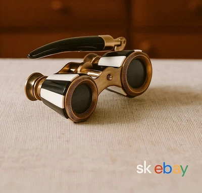 Antique-Style Brass Opera Glasses Binoculars w/ Mother of Pearl Handle Gift Item - Image 1 of 4