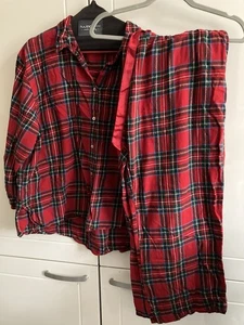 Hunkemöller Gr. 2XL , 52 Tartan Scotland Damen Pyjama Lang - Kariert Rot X-Mas - Bild 1 von 10