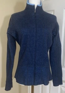 Cárdigan Mountain Hardwear para mujer mediano azul Sarafín cremallera completa mezcla de lana tejido - Imagen 1 de 9
