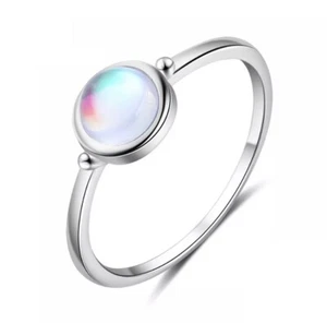 Moonstone Slim Ring Genuine Sterling Silver 925 Sizes L N P Ladies Womens Girls - Picture 1 of 5