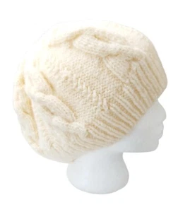 VTG Sheleen Womens Hand Crochet Wool Hat Made in Ireland Hat Winter White Cap - Picture 1 of 13