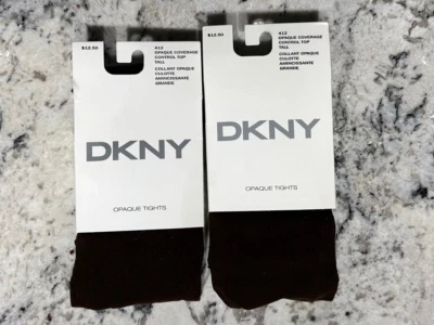 DKNY Women's NOS Tights Opaque Control Top Chocolate Brown Tall Grande Lot of 2 - Image 1 of 2