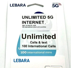 Lebara Mobile SIM Card PAY AS YOU GO SEALED 4G 5G Data Trio Sim nano mini PAYG - Picture 1 of 3