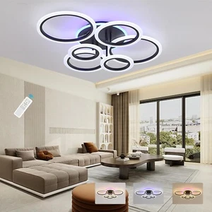 Modern LED Ceiling Light,70W Dimmable Flush Mount Ceiling Lights,6 Rings Lightin - Picture 1 of 9