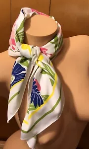 Vintage Halstuch Blumen Damen Schal Floral bunte Farben 27" quadratisch 80er Jahre - Bild 1 von 9