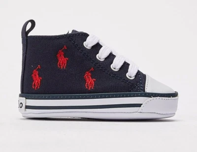 New POLO RALPH LAUREN HAMPTYN HI REPEAT Boys INFANT Navy & Red Pony  2 _A2 - Image 1 of 4