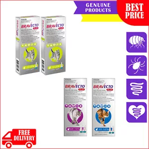 BRAVECTO PLUS 2 Pipettes Flea Tick Heartworm and Worm Treatment for Cats - Picture 1 of 5