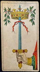 Cartas de Tarot Antiguo Avondo 1870 As de Espadas Históricas Carlo della Rocca - Imagen 1 de 14