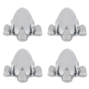 5" on 4.5" Spider Die Cast Steel Chrome Ford Hub Cap Wheel Trim Covers Set 4 - Picture 1 of 3