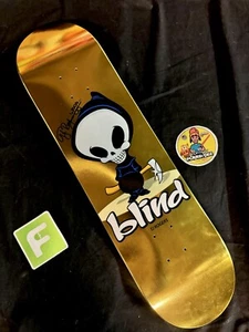ULTRA RARO FIRMADO TJ Rogers Lámina Dorada Blind Reaper Tabla de Monopatín Autógrafo Certificado de Autenticidad - Imagen 1 de 9