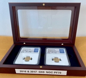 LOT OF TWO; 2016 & 2017 W $5 American Gold Eagle NGC PF70 ED MOY - Picture 1 of 7