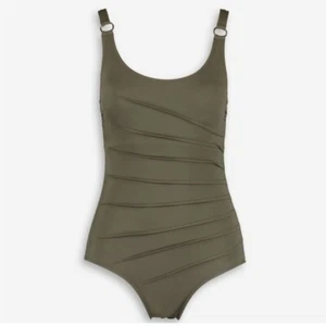Calvin Klein Swimwear olivgrün Plissee Starburst Einteiler Badeanzug Gr. 8 NEU - Bild 1 von 8