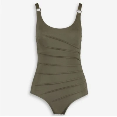 Calvin Klein 泳衣 橄榄绿色 百褶 Starburst 单件泳装 尺寸 8 全新 — 第 1/4 张图片