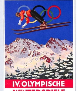 GERMANY Postcard 1936 WINTER OLYMPIC GAMES Garmisch-Partenkirchen SKI-JUMP YV416 - Picture 1 of 12