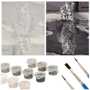 Malen Nach Zahlen inkl. Leinwand Pinsel Katze Tiger Bastelset Erwachsene Gemälde - Bild 1 von 10